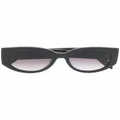 Alexander McQueen oval-frame logo-print sunglasses - Black