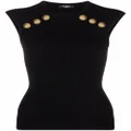 Balmain button-embellished knitted top - Black