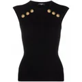 Balmain button-embellished knitted top - Black