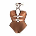 Noire Swimwear gathered cut-out swimsuit - Brown
