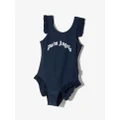 Palm Angels Kids logo-print ruffled swimsuit - Blue