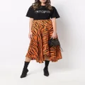Balenciaga tiger-print mid-length silk skirt - Orange