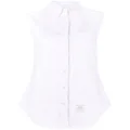 Thom Browne sleeveless pointed collar shirt - White
