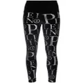 Philipp Plein Velvet logo-print high-waisted leggings - Black