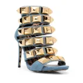 Philipp Plein studded denim 120mm sandals - Blue