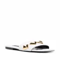 Philipp Plein flat studded matelassè sandals - White