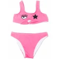 Chiara Ferragni Kids star-eye print bikini - Pink
