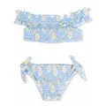 Monnalisa floral-print ruched bikini - Blue