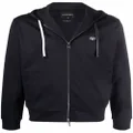 Emporio Armani logo-patch zip-up hoodie - Blue
