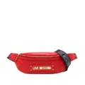 Love Moschino quilted logo plaque belt bag - Red