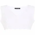 Dolce & Gabbana embroidered linen crop top - White