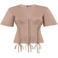 Dolce & Gabbana eyelet-detail corset T-shirt - Neutrals