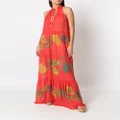 Amir Slama palm leaf print maxi dress - Red