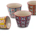 POLSPOTTEN Hippy hand-painted cups (set of 4) - Blue