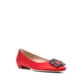 Manolo Blahnik Hangisi buckle-detail ballerina shoes - Red