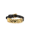 Moschino logo-lettering leather bracelet - Black