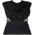 Versace lace-panelled sleeveless top - Black
