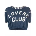 Saint Laurent Lovers Club cropped sweashirt - Blue