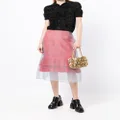 Undercover tulle-overlay lace skirt - Red