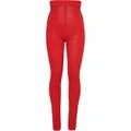 Balmain high-waisted sheer knitted leggings - Red