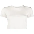 Saint Laurent logo-embroidered cropped T-shirt - White