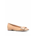 Sergio Rossi buckle-detail leather ballerina shoes - Neutrals