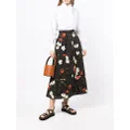 ERDEM floral-print pleated skirt - Black