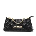 Love Moschino logo plaque quilted tote bag - Black
