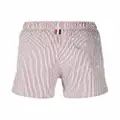 Thom Browne seersucker logo-patch swim shorts - Red