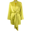Michelle Mason tie-front silk satin minidress - Green