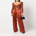 Michelle Mason high-waisted pleated silk trousers - Red