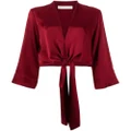 Michelle Mason long sleeved tie-waist blouse - Red