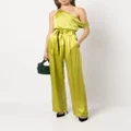 Michelle Mason high-waisted pleated silk trousers - Green