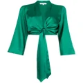 Michelle Mason long sleeved tie-waist blouse - Green