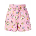 MSGM floral-print quilted shorts - Pink