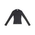 Balenciaga logo-tag ribbed-knit top - Black
