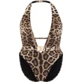 Dolce & Gabbana leopard-print belted swimsuit - Brown