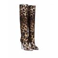 Dolce & Gabbana leopard-print jacquard knee-length boots - Brown