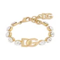 Dolce & Gabbana logo-plaque crystal-embellished bracelet - Gold