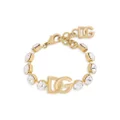 Dolce & Gabbana logo-plaque crystal-embellished bracelet - Gold
