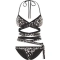 Dolce & Gabbana rhinestone-embellished crossover bikini - Black