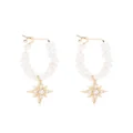 Mizuki 14kt yellow gold diamond star pearl hoop earrings