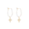 Mizuki 14kt yellow gold diamond star pearl hoop earrings