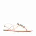 Casadei crystal-embellished jelly sandals - Neutrals