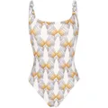 Tory Burch graphic-print swimsuit - Neutrals