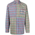 Marni patchwork check-print oversized shirt - Blue