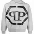 Philipp Plein hexagon logo-print hoodie - Grey