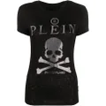 Philipp Plein snakeskin-print skull motif T-shirt - Black