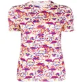 Rabanne floral-print short-sleeve T-shirt - Pink