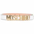 Moschino logo-letter leather belt - White